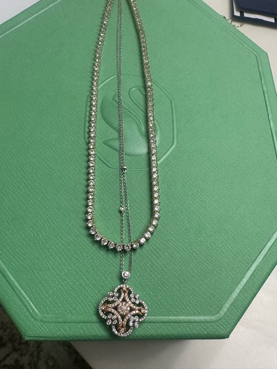 Gabriel & Co. Jewelry - Gabriel & Co. White and Rose Gold Diamond Pendant Necklace 0.64 CTW